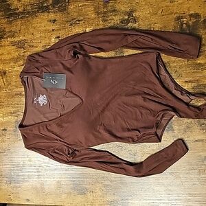 Klassy Network Brown Long Sleeve Bodysuit